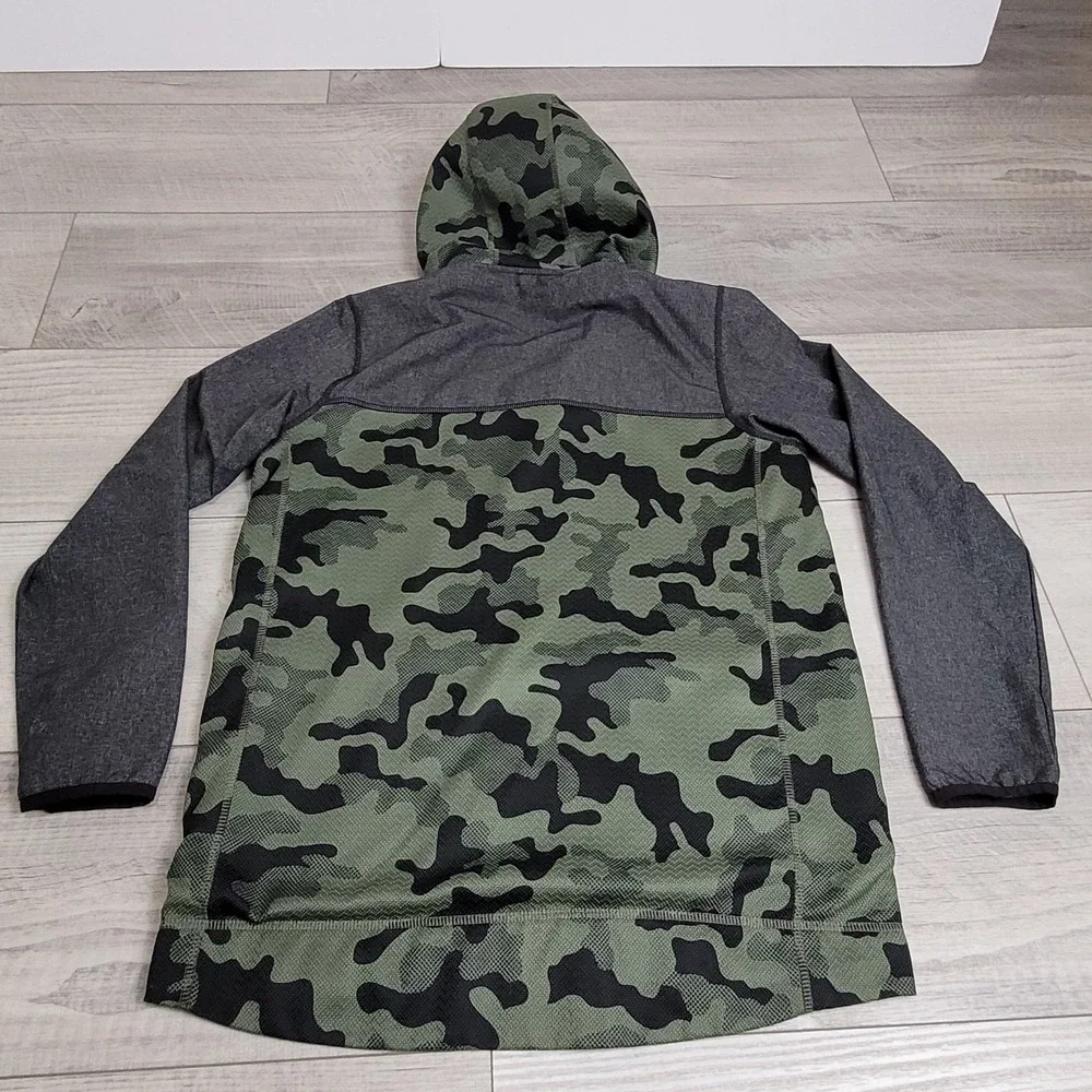 Adidas Men's Medium Camo Fleece-Lined Hooded Jacket – Full Zip Reflective Detail